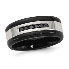 Mens 1/4 Carat (ctw) Black Diamond Stainless Steel Ring product